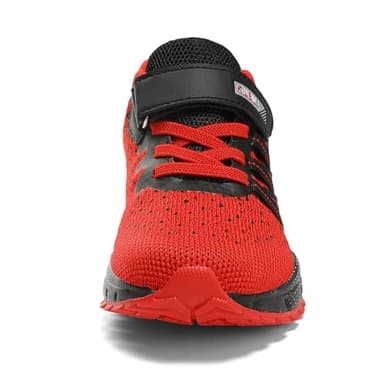 Kids Sneakers for Boys Girls Running Tennis Shoes Lightweight Breathable Sport Athletic A Black Red Size US 13 Little Kid - Image 4