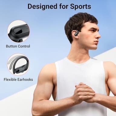 occiam Wireless Earbuds Bluetooth Headphones Ear Buds 96Hrs Playback Sport Over-Ear Waterproof Wireless Headphones Earphones with Earhooks ENC Mics Clear Call for Sport Running Workout Black - Image 6