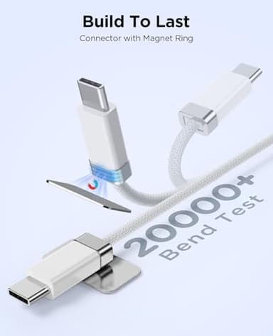 StayCable 3.3FT USB A to USB C Cable with Built-in Magnetic Holder for Nightstand, Desk and Car, 3A Fast Charging Anti-Drop Cord with 2 Adhesive Metal Plates, Braid Type-C Data Cable for iPhone 17 - Image 7