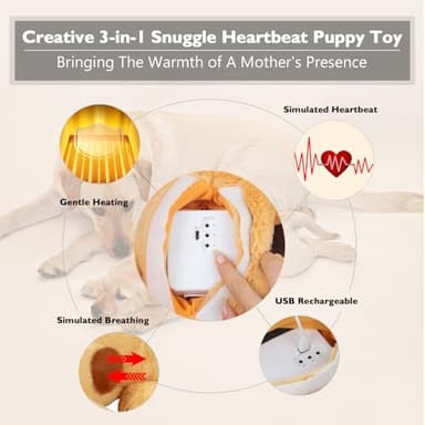 Goopow Heartbeat Puppy Toys for Dogs, [2025 Newly Upgraded] More Lifelike Mom with Upgraded Simulating Breathing/Body Temperature Dog Toys, Dog Anxiety Relief and Calming Aid,USB Rechargeable - Image 2