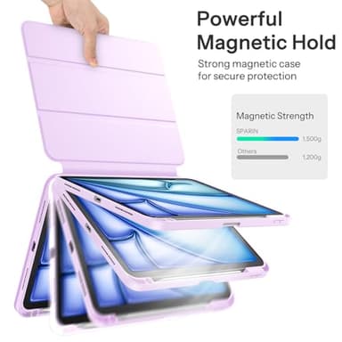 SPARIN Case for iPad Air 11 inch M3/ M2, iPad Air 7th/6th/5th/4th Gen (2025/2024/2022/2020) 10.9 inch,Case with Apple Pencil Holder, Detachable Magnetic Cover, Portrait and Landscape Stand, Purple - Image 6