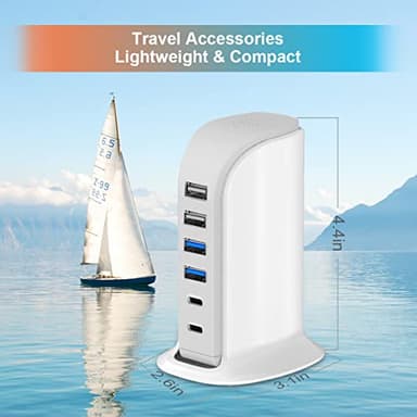 USB Charger Upoy, Charging Station for Multiple Devices 45W, Fast Charging Blocks with Dual Type C Ports, USB Charging Hub Organizer Multiport for iPhone, Ipad, Kindle, Travel Accessories - Image 5