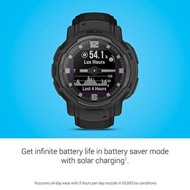 Garmin Instinct Crossover Solar - Tactical Edition, Rugged Hybrid Smartwatch with Solar Charging Capabilities, Tactical-Specific Features, Analog Hands and Digital Display, Black - Image 6