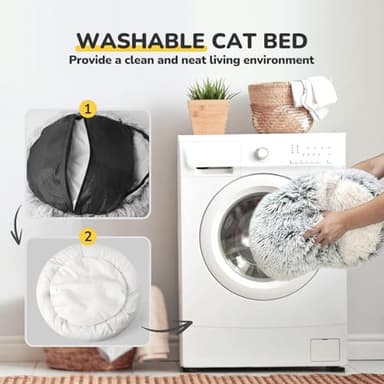 CATISM Cozy Cat Pod - Plush Hooded Cat Bed Cave, Self Warming, Removable Washable with Non-Slip Bottom - Image 4