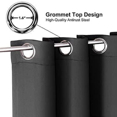 ChrisDowa Grommet Blackout Curtains for Bedroom and Living Room - 2 Panels Set Thermal Insulated Room Darkening Curtains (Dark Grey, 42 x 63 Inch) - Image 4