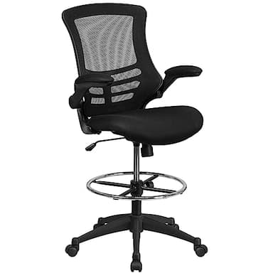 Flash Furniture Kelista Mid-Back Swivel Office Chair with Adjustable Seat Height, Ergonomic Mesh Desk Chair with Flip-Up Armrests, Black - Image 1