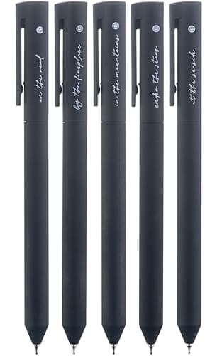 DIVERSEBEE Black Gel Ink Pens, 0.5 mm Gel Pens Fine Point, Bible Pens No Bleed Through with Cute Fine Tip, Bible Study Journaling Supplies, 5 Pack Gel Pen Set - Image 1