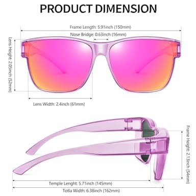 URUMQI Polarized Sunglasses Fit Over Glasses for Men Women, Oversized Square Sun Glasses UV400 Protection Shades - Image 3