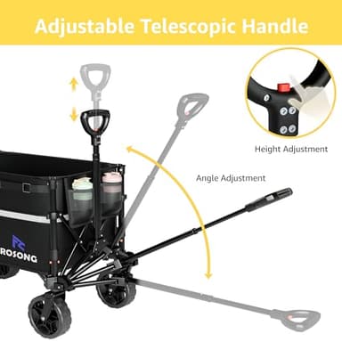 ROSONG Collapsible Wagon Cart with Wheels Foldable - Folding Utility Heavy Duty Wagons Carts for Grocery Sports Garden Shopping Camping Wheelbarrows (Black, 120L) - Image 6