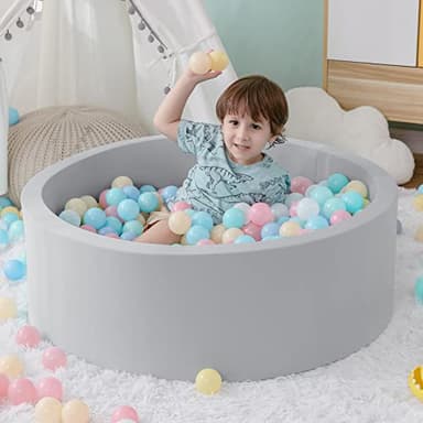 SHJADE Foam Ball Pit, 35.4"x 11.8" Ball Pits for Toddlers, Soft Round Kiddie Baby Playpen Ball Pool for Kids, Ideal Gift for Babies Indoor and Outdoor Game, Grey, (Balls not Included) - Image 7