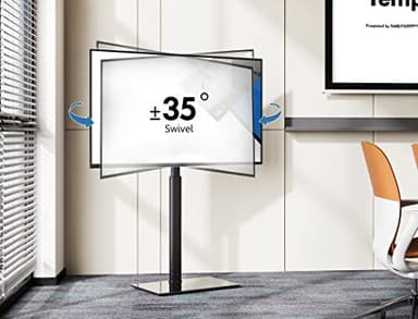 FITUEYES Floor TV Stand for 32 39 40 43 49 50 55 60 Inch TVs, TV Floor Stand with Swivel Mount, Max Holds 66lbs, White Glass Base, Height Adjustable TV Mount for Corner & Bedroom - Image 3