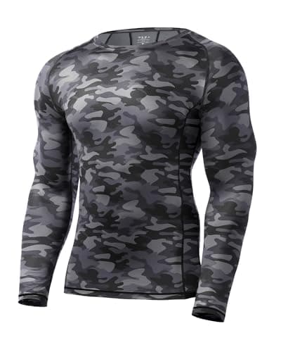 Runhit Men's Compression Long-Sleeve T-Shirt Athletic Compression Base Layer Cool Dry Workout Shirts Sports Running Tops (Camouflage,3XL) - Image 1