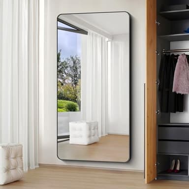 CIVENO Large Bathroom Mirror 72x36 inch, Black Rectangle Mirrors with Metal Frame, Rounded Corner Rectangular Mirror for Bathroom, Oversized Wall Mounted Mirror for Over Sinks Living Room Bedroom - Image 4