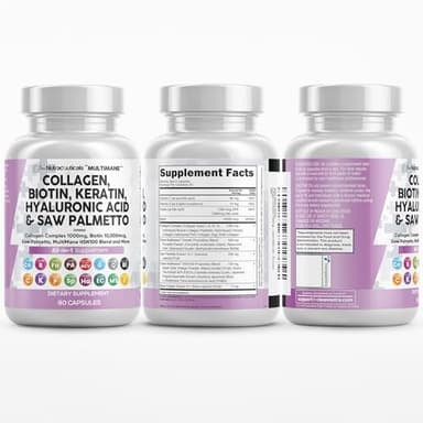 Clean Nutraceuticals Collagen Pills 1000mg Biotin 10000mcg Keratin Saw Palmetto Hyaluronic Acid - Hair Skin & Nails Vitamins & DHT Blocker with Vitamin E Folic Acid Pumpkin Seed MSM - 90 Count - Image 9