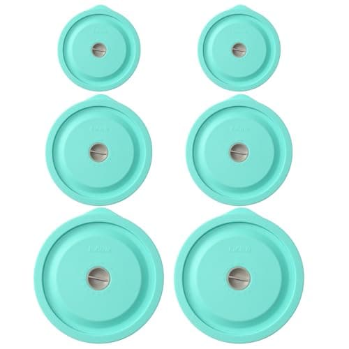Replacement Lids for Pyrex 7200-PC 2 Cup and 7201-PC 4 Cup and 7402-PC 6/7 Cup, Silicone Round Storage Cover Lid for Anchor Hocking Glass Bowl 6 Pack Turquoise - Image 1