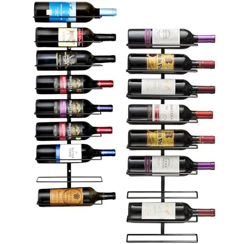 Sorbus Wall Mount Wine Rack 2-Pack – Holds 9 Bottles Each – Black Metal Wine Bottle Holders for Wall, Modern Wine Rack for Home Bar, Kitchen - Image 1