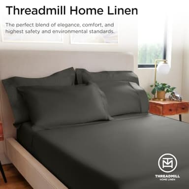 Threadmill Luxury 800 Thread Count Queen 100% Cotton Sheets - Dark Grey Sateen Weave Bed-Sheets, Better Than Egyptian Cotton,4 Pc Solid Soft Bedding Set, Fits 16" Deep Pocket - Image 8