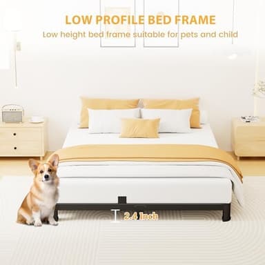 Superay 4 Inch King Bed Frame Low Profile, Heavy Duty Metal Platform Bed Frame with Round Corner Legs, Sturdy Mattress Foundation, No Box Spring Needed, Easy Assembly, Noise Free, Black - Image 6