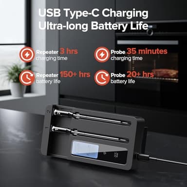 Smart Wireless Meat Thermometer with Dual Probes - Advanced Bluetooth Cooking Thermometer for Perfect Grilling, Smoking, Oven Roasting & Air Frying, Long Range Monitoring & Smart Alerts - Image 8