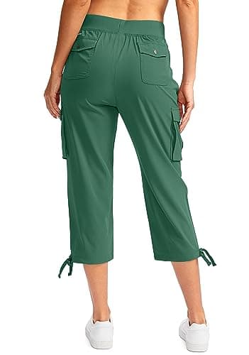 Soothfeel Women's Cargo Capris Pants with 6 Pockets Lightweight Quick Dry Travel Hiking Summer Pants for Women Casual (Green, 3XL) - Image 2