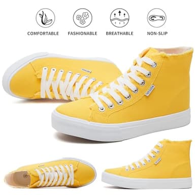 hash bubbie Women's Canvas High top Sneakers Classic Fashion High Tops Canvas Shoes Casual Tennis Shoes for Women（Yellow.US9） - Image 7