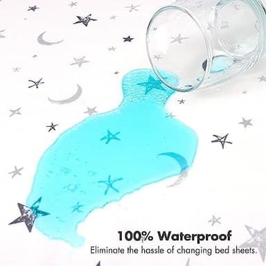 YIVEKO Baby Waterproof Bed Pad Washable Mattress Pad Reusable Underpads Bed-White Star - Image 3