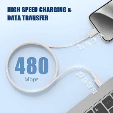 USB C to C Fast Charger Cable 10ft, 60W Long Fast Charge Type C to C Charging Cord Wire for Apple iPhone 17 Pro Max/17 Air/16 Pro Max/15 Plus,iPad Pro 12.9/11 inch/Mini/Air 5/4th,MacBook,Samsung-White - Image 4