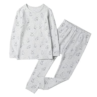 Owlivia 100% Organic Cotton Baby Long Sleeve Pajama Sets, Toddler Boy Girl 2-Piece Sleepwear(5 Years, Grey Rabbit) - Image 1