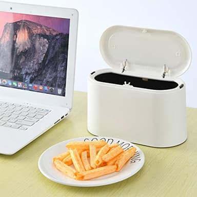 SUBEKYU Mini Trash Can with Lid,Small Desk Trash Can,Countertop Mini Garbage Cans,Tiny Waste Basket,White,with 3 roll Bags - Image 6