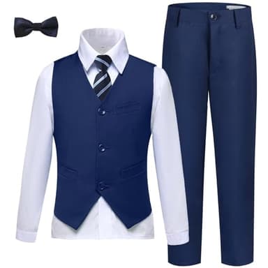 Boys Suit Size 10 Kids Navy Blue Suits for Boys Toddler Suit Set First Communion Suit Ring Bearer Christmas Outfit - Image 1