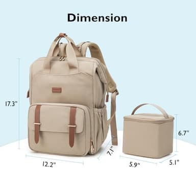 mommore Diaper Bag Backpack, Breast Pump Backpack for Spectra S1,S2 Medela Pumping Backpack for Working Moms with 15.6 inch Laptop Sleeve, Champagne - Image 7