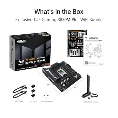 ASUS TUF Gaming B850M-PLUS WiFi AMD AM5 B850 mATX Motherboard, 14+2+1 80A DrMOS Stages, DDR5, PCIe 5.0, 3X M.2, Wi-Fi 6E, 2.5Gb LAN, DP, HDMI™, USB 10Gbps & 20Gbps Type-C®, BIOS Flashback™, Aura Sync - Image 6