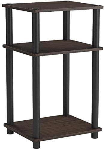 Furinno Just 3-Tier Turn-N-Tube End Table / Side Table / Night Stand / Bedside Table with Plastic Poles, 2-Pack, Columbia Walnut/Black - Image 5