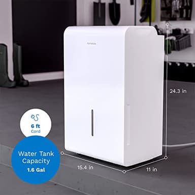hOmeLabs 3000 Sq. ft. Energy Efficient Dehumidifier - Ideal for Medium to Large Rooms, Bedrooms and Home Basements - Powerful Moisture Removal and Humidity Control - 35 Pint - Image 2