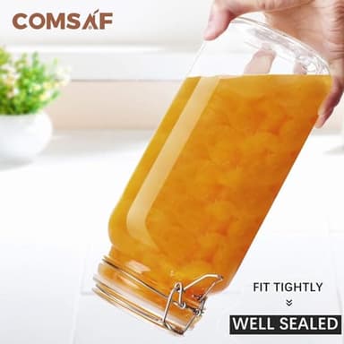 ComSaf Airtight Glass Jars with Lids 78oz Set of 3, Food Storage Canister Square - Storage Container with Clear Preserving Seal Wire Clip Fastening for Kitchen Canning Flour, Cereal, Pasta, Beans - Image 6