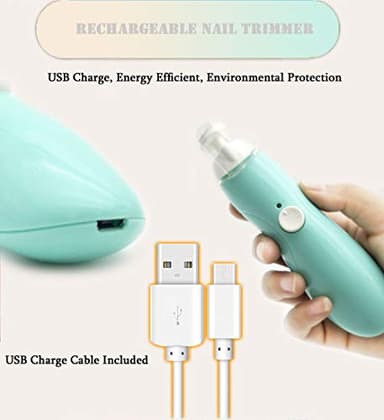 Rechargeable Baby Nail File, Fansidi Electric Baby Nail Trimmer for Newborn Infant or Toddler Toenail and Fingernail - Girls and Boys Accessory - Extra Replacement Pads Included (Blue) - Image 2