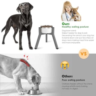 TIDANT Dog Bowl Stand, Adjustable Width for 7-10.6'' Bowls, Raised Dog Food & Water Bowls, 11'' Tall, Grey (Bowl Not Included) - Image 2