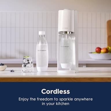 SodaStream - Terra Sparkling Water Maker | VALUE BUNDLE | CQC CO2 system | Includes 2x CO2 Cylinders, 3x 32 Fl Oz Dishwasher Safe Bottles, 2x Bubly Flavor Drops | Combine with Pepsi Flavors | White - Image 8