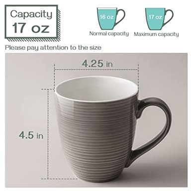 DOWAN Coffee Mugs, 17 Oz Coffee Mug Set of 6, Corrugated Tea Mugs (Brown) - Image 2