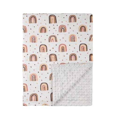 Soarwg Kids Baby Blanket Unisex Newborn, Super Soft Nursery Minky Blankets with Muslin Cotton for Boys Girls, Toddler Baby Nursery Bed Blanket Shower Gifts, 30 x 40 Inch - Image 1