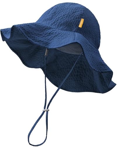 HONGTEYA Baby Sun Hat Toddler Girl Beach Hat Adjustable Outdoor Summer Hat UPF 50+ Sun Protection Wide Brim Infant Kids Navy - Image 1