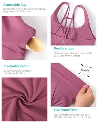 RUNNING GIRL Sports Bras for Women Backless Padded Sports Bra Tank Top Long Line Gym High Impact Sports Bra Push up(WX2569Rose Red,L) - Image 6