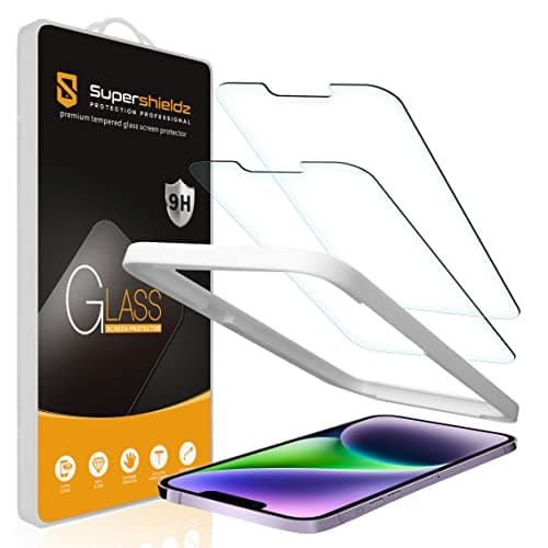 Supershieldz (2 Pack) Designed for iPhone 16e, 14, 13, 13 Pro (6.1 inch) Tempered Glass Screen Protector with (Easy Installation Tray) Anti Scratch, Bubble Free - Image 1
