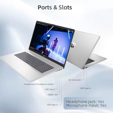 HP 17.3 HD+ Laptop Computer for Student & Business, Intel 8-Core Processor, 32GB RAM, 1TB SSD, WiFi 6, Bluetooth 5.3, HDMI, Type-C, Silver, Windows 11 Pro - Image 5