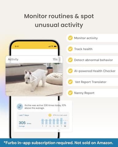 Furbo 360° Dog Camera + Mini (2-Camera Bundle Nanny Pro Subscription): Dog Safety & Home Security Alerts, Pet Camera with Speaker, Phone App & Night Vision (New Subscription Needed at Setup) - Image 6