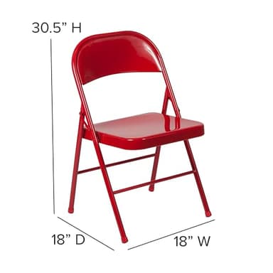 Flash Furniture 4 Pack HERCULES Series Double Braced Red Metal Folding Chair - Image 3