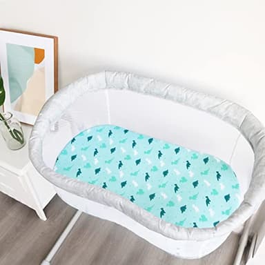 Bassinet Sheet 4 Pack for Baby Boys or Girls, Bassinet Sheets Ultra Soft Universal Fit for Most Rectangle, Oval, Hourglass Bassinet Mattress, Bassinet Sheets, Aqua - Image 3