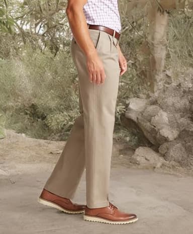 Dockers Men's Relaxed Fit Signature Khaki Lux Cotton Stretch Pants-Pleated, Timberwolf, 34W x 32L - Image 5