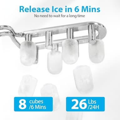 Aeitto Ice Maker Countertop 26lbs/24H, Ice Machine 8 Ice Cubes Ready in 6 Mins, 2 Sizes of Bullet Ice Portable Ice Makers with Basket & Scoop, Auto Self-Cleaning for Home/Kitchen/Office Stainless - Image 2