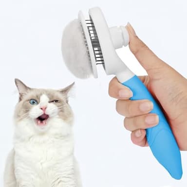 Self Cleaning Slicker Brush - Cat Brush Skin-Friendly Deshedding Grooming Massaging Tool for Long & Short Haired Pets, Cat Hair Brushes Easy Removes Undercoat for Dogs Cats Rabbits-UPGRADED, Blue - Image 4